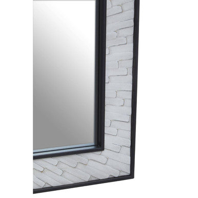 Milan Grey and White Finish Elm Wood Wall Mirror