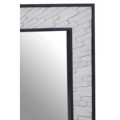 Milan Grey and White Finish Elm Wood Wall Mirror