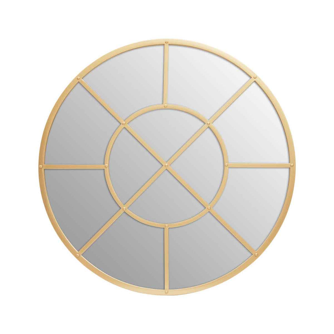 Descartes Gold Finish Round Wall Mirror