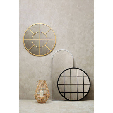 Descartes Gold Finish Round Wall Mirror