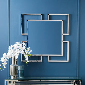 Allure Silver Finish Frame Square Wall Mirror