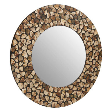 Palu Round Black Wall Mirror with Seashell Inlay - Image 3