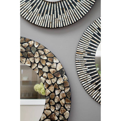 Palu Round Black Wall Mirror with Seashell Inlay - Image 4