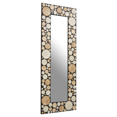 Palu Rectangular Black Wall Mirror with Shell Inlay