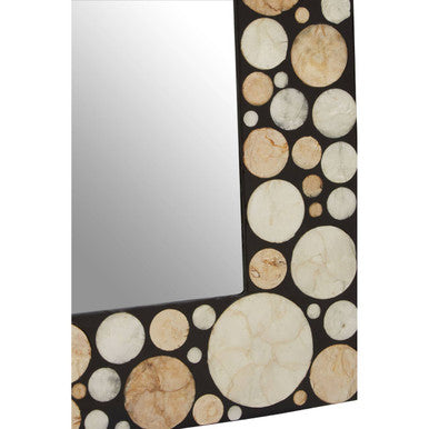 Palu Rectangular Black Wall Mirror with Shell Inlay