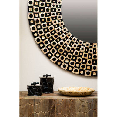 Palu Round Black Wall Mirror with Shell Inlay - Image 6