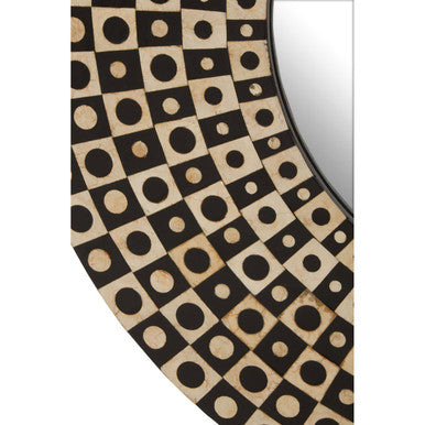 Palu Round Black Wall Mirror with Shell Inlay