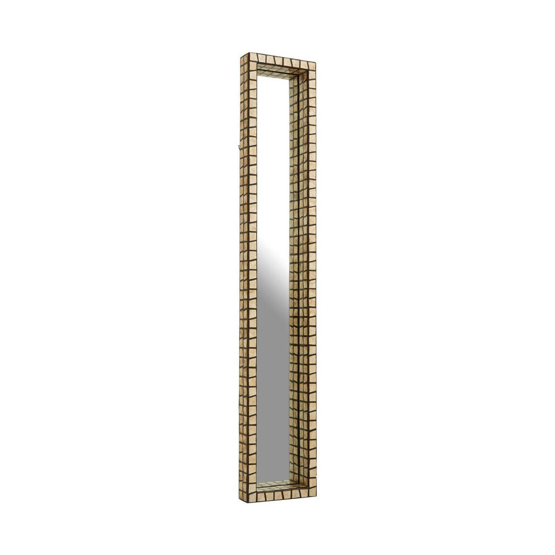 Palu Tall Black Wall Mirror with Shell Inlay