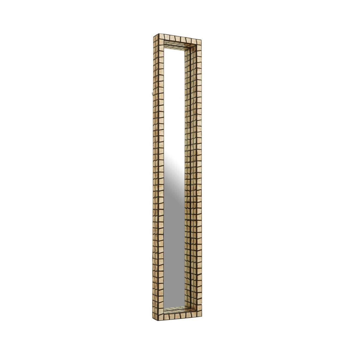 Palu Tall Black Wall Mirror with Shell Inlay