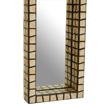 Palu Tall Black Wall Mirror with Shell Inlay - Image 4