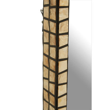 Palu Tall Black Wall Mirror with Shell Inlay