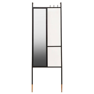 Nirav Black Metal Floor Standing Mirror with Coat Rack