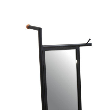Nirav Black Floor Mirror with Coat Rack - Image 4