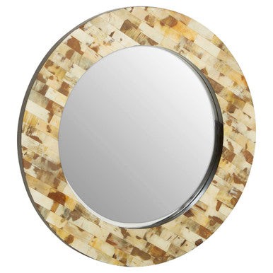 Obra Round Cream Mother of Pearl Wall Mirror - Image 2