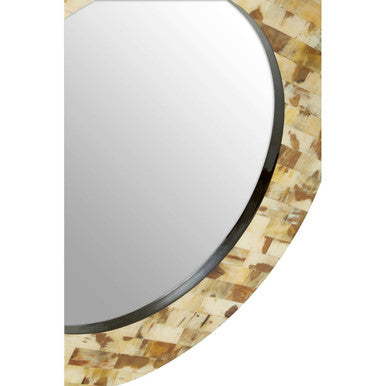 Obra Round Cream Mother of Pearl Wall Mirror - Image 4