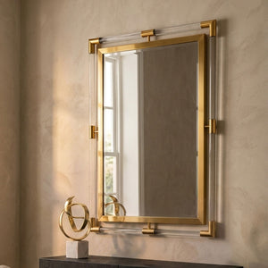 Wall Mirror with Clear and Matt Gold Frame | Cardona