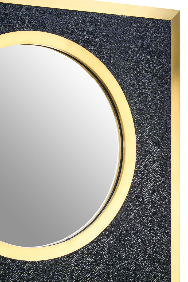 Cardona Black Shagreen Effect Wall Mirror with Gold Frame