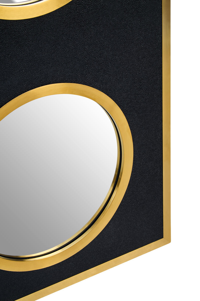 Cardona Black Shagreen Effect Wall Mirror with Gold Frame
