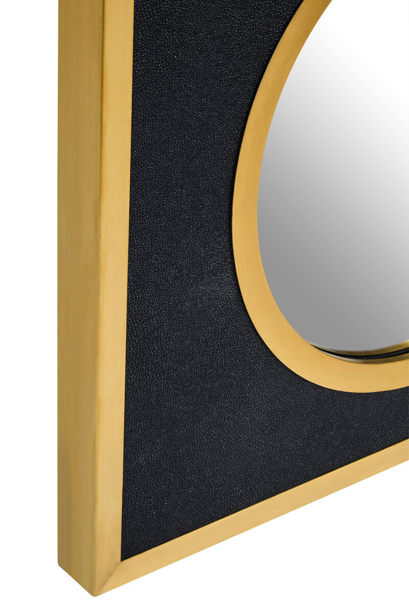 Cardona Black Shagreen Effect Wall Mirror with Gold Frame