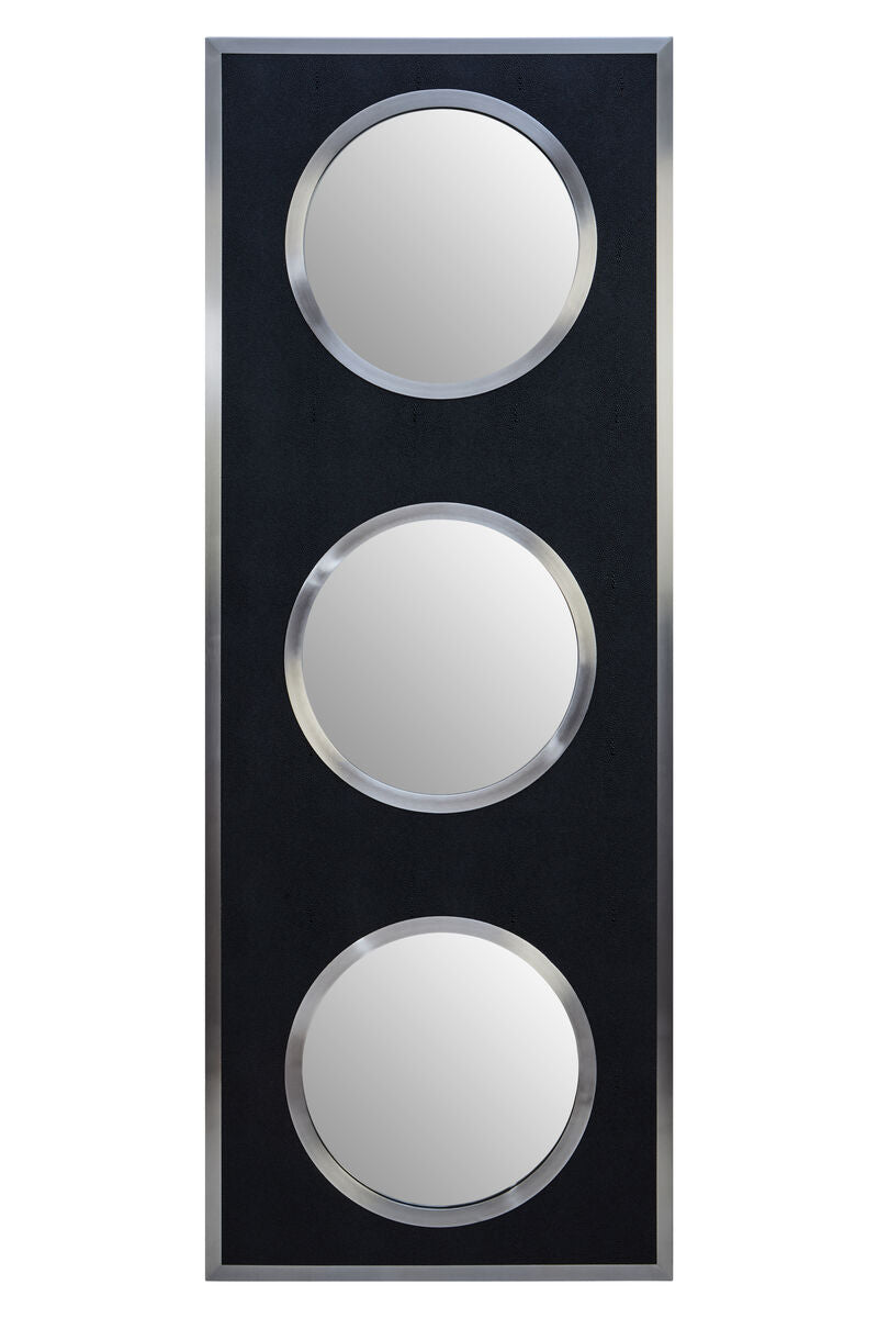 Cardona Black Shagreen Effect Wall Mirror with Silver Frame