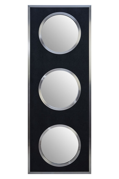 Cardona Black Shagreen Effect Wall Mirror with Silver Frame