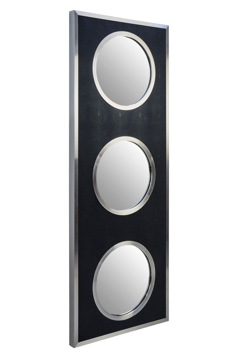 Cardona Black Shagreen Effect Wall Mirror with Silver Frame