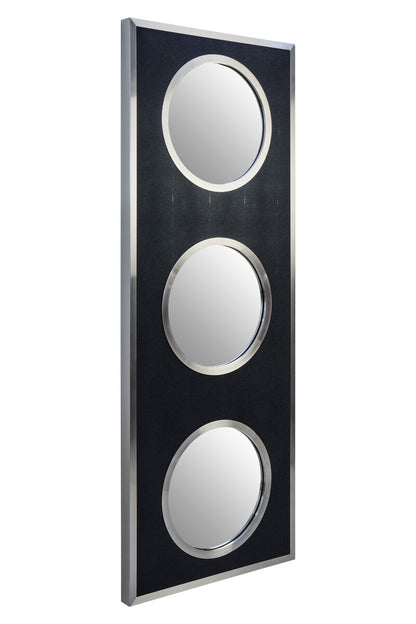 Cardona Black Shagreen Effect Wall Mirror with Silver Frame
