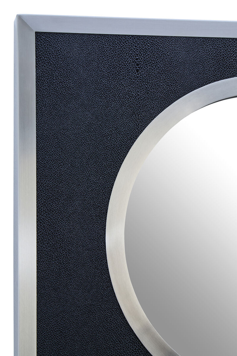 Cardona Black Shagreen Effect Wall Mirror with Silver Frame