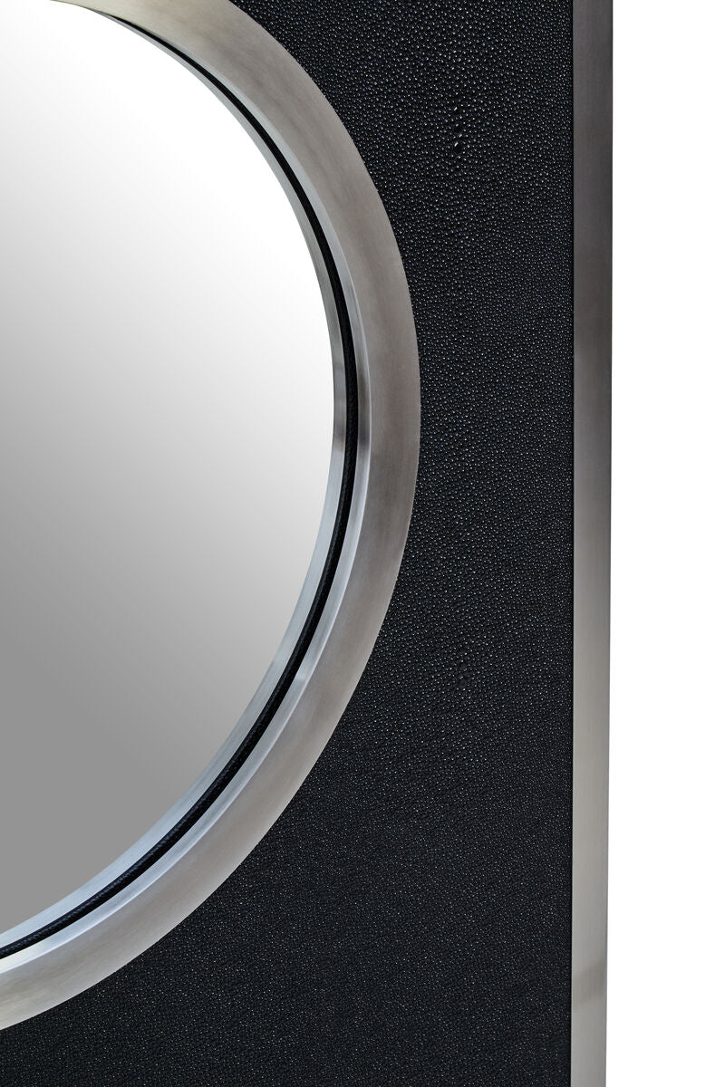 Cardona Black Shagreen Effect Wall Mirror with Silver Frame