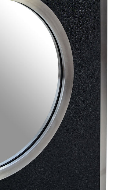 Cardona Black Shagreen Effect Wall Mirror with Silver Frame