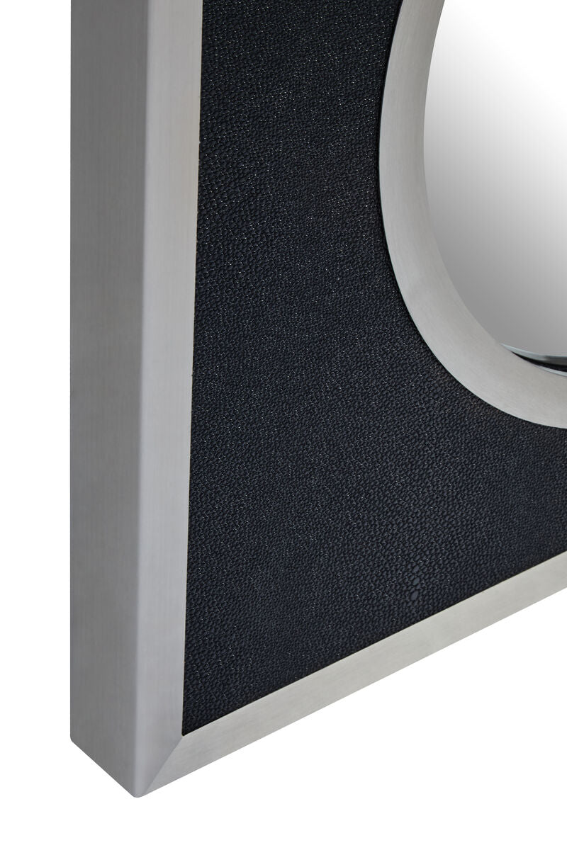 Cardona Black Shagreen Effect Wall Mirror with Silver Frame
