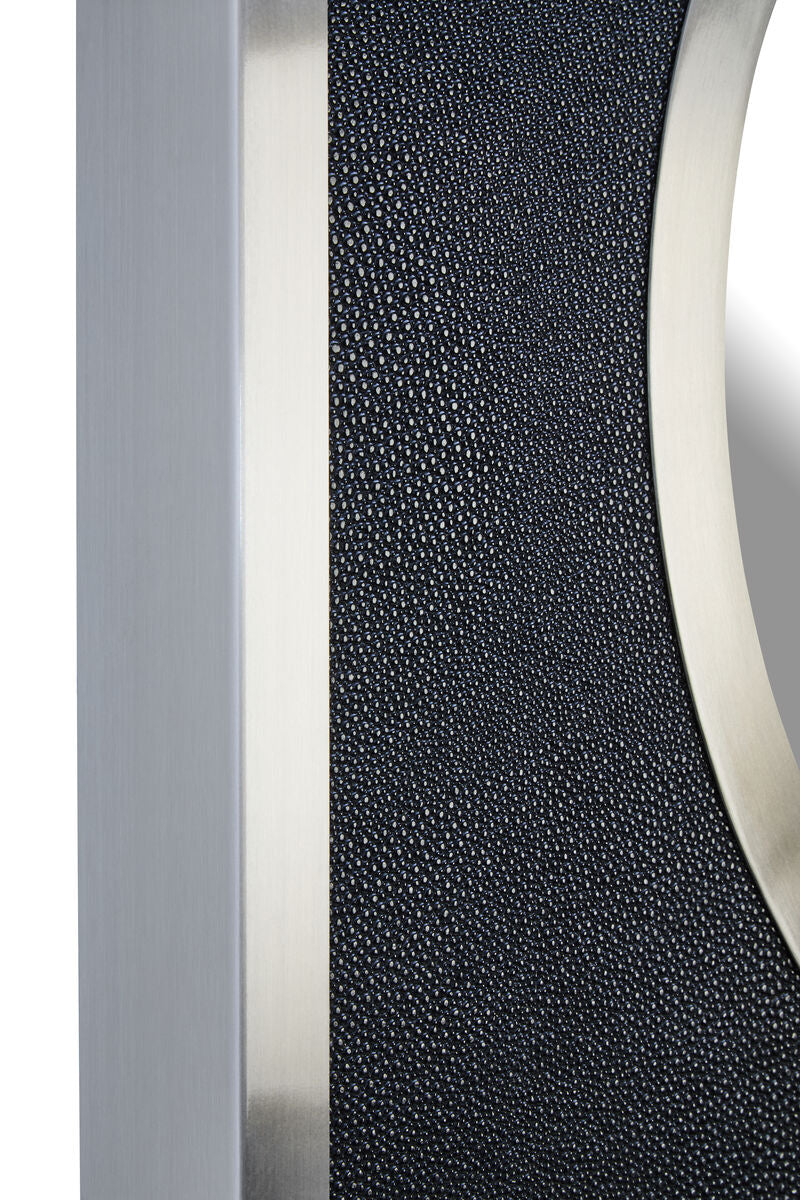 Cardona Black Shagreen Effect Wall Mirror with Silver Frame