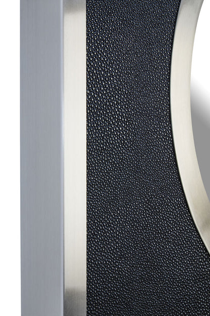Cardona Black Shagreen Effect Wall Mirror with Silver Frame