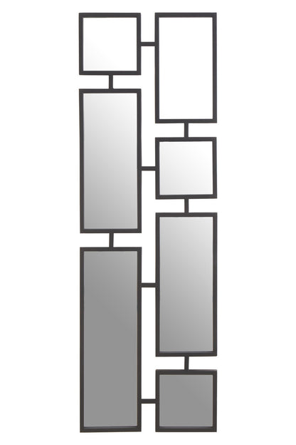 Decorative wall mirror with geometric design on a white background