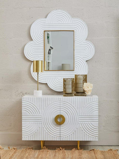Saras White Finish Mango Wood Wall Mirror - Image 8