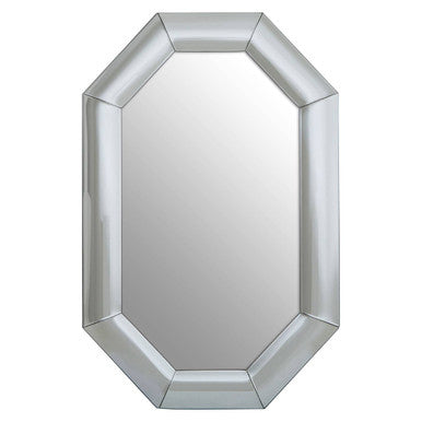 Octagonal mirror with a beveled edge on a white background
