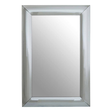 Silver framed mirror on a white background