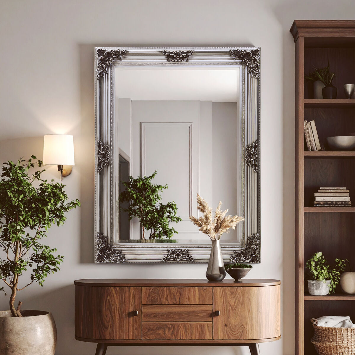 Lora Silver Wooden Frame Wall Mirror