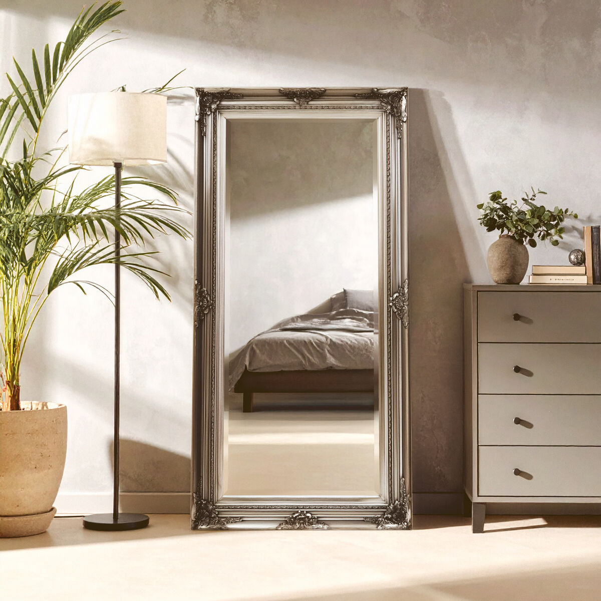 Lori Silver Wooden Frame Wall Mirror