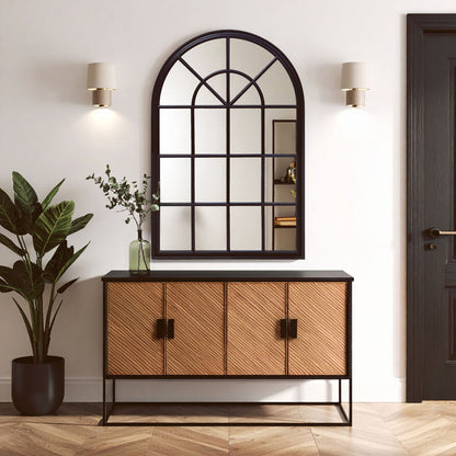 Lovida Black Arched Wooden Frame Wall Mirror