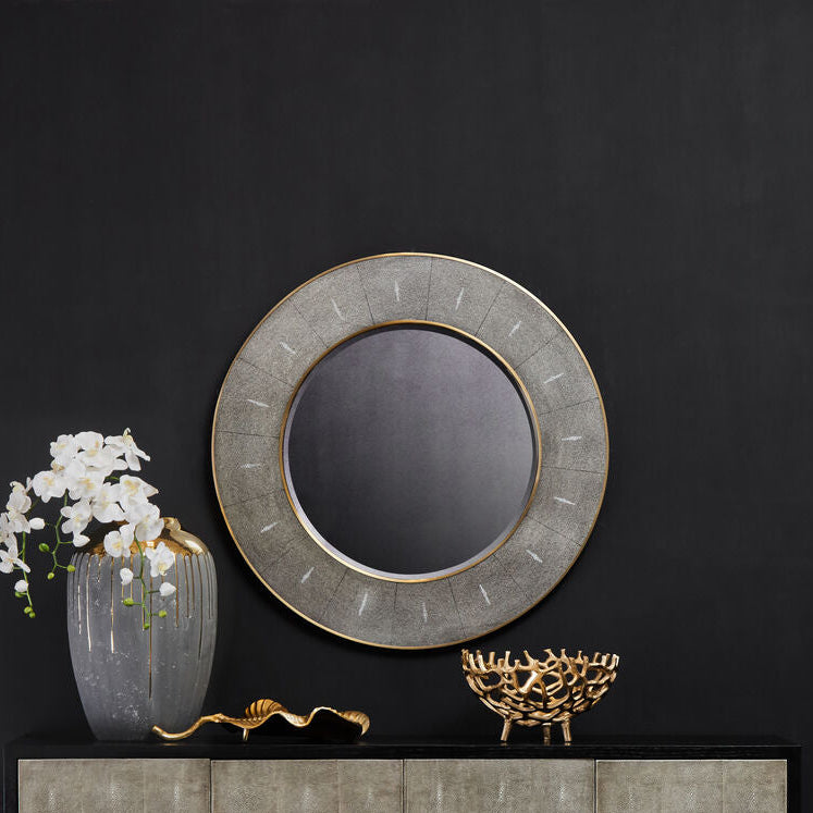 Deruta Grey Shagreen Effect Wall Mirror