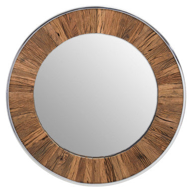 Kerala Natural Wood Round Wall Mirror