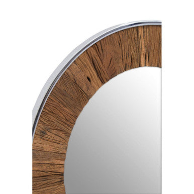 Kerala Natural Wood Round Wall Mirror
