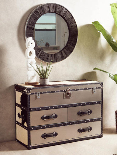 Kerala Black Round Wall Mirror