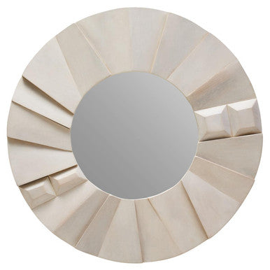 Sita Mango Wood Abstract Design Round Wall Mirror