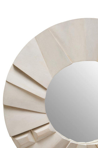 Sita Mango Wood Abstract Design Round Wall Mirror