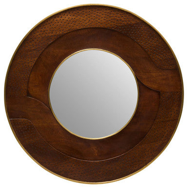 Siva Mango Wood Natural Round Wall Mirror