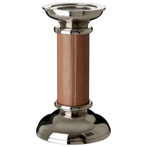 Churchill Genuine Tan Leather Small Candle Holder