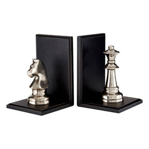 Set of 2 Silver Chess Piece Bookends | Kensington Townhouse