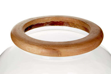 Hampstead Hurricane Small Candle Holder with Wood Rim